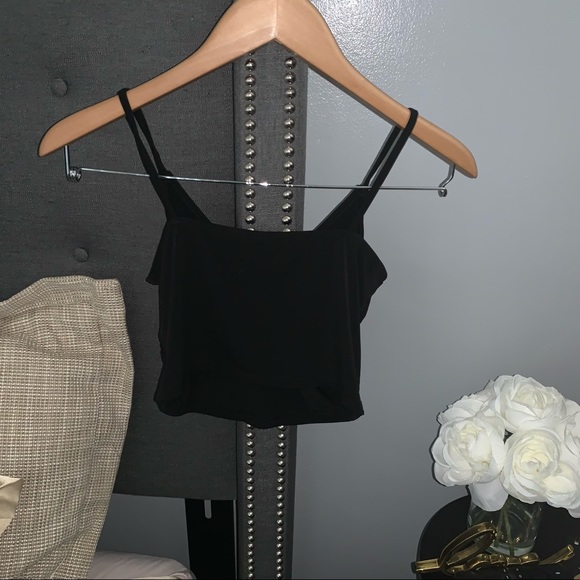 H&M Black V-Cut Crop Top Size S - Picture 2 of 8